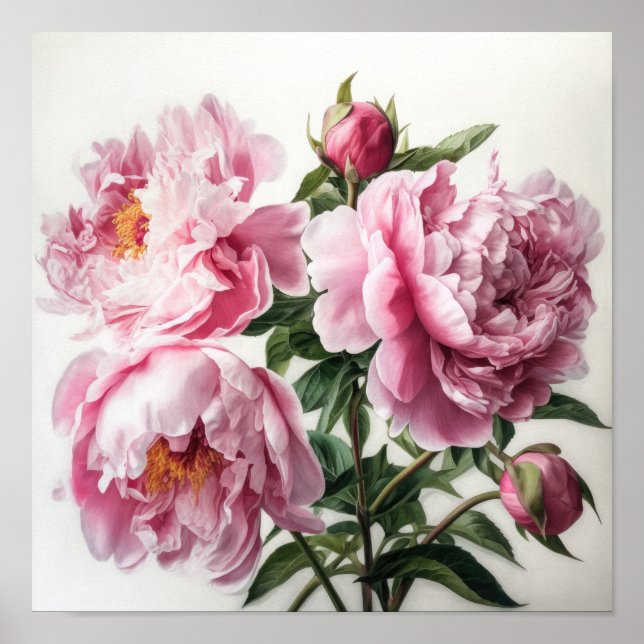 Peônias cor-de-rosa Impressão (Frente)