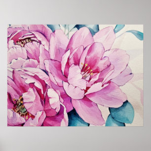 Peônias cor-de-rosa Papel Poster