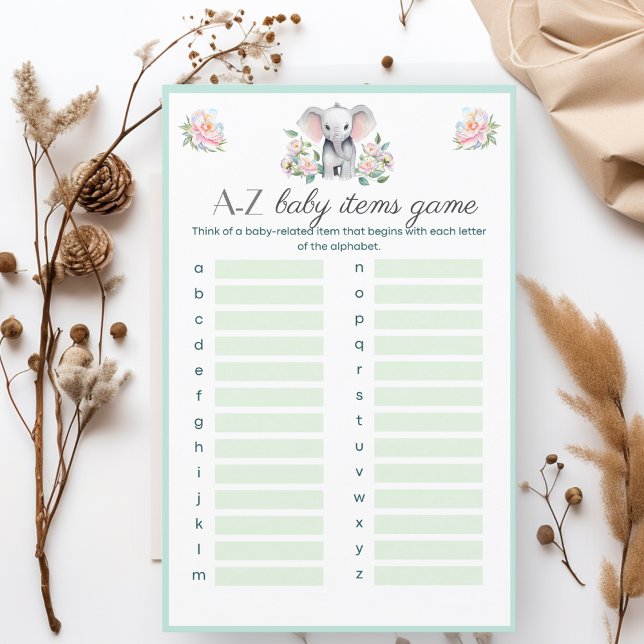 Peônias e Balões de Elefante Bebê Itens de Bebê A- (Entertain your guests with a party game during breaks between meal courses!)