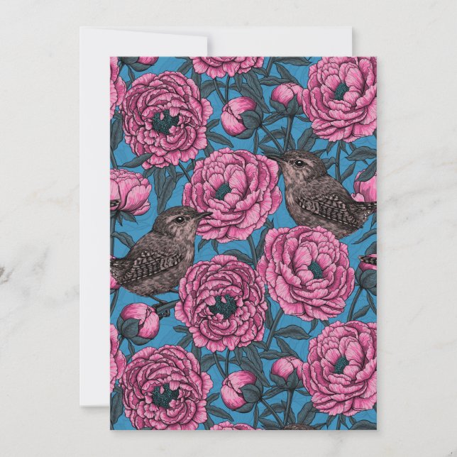 Peônias e chaves à mão azul (Frente)