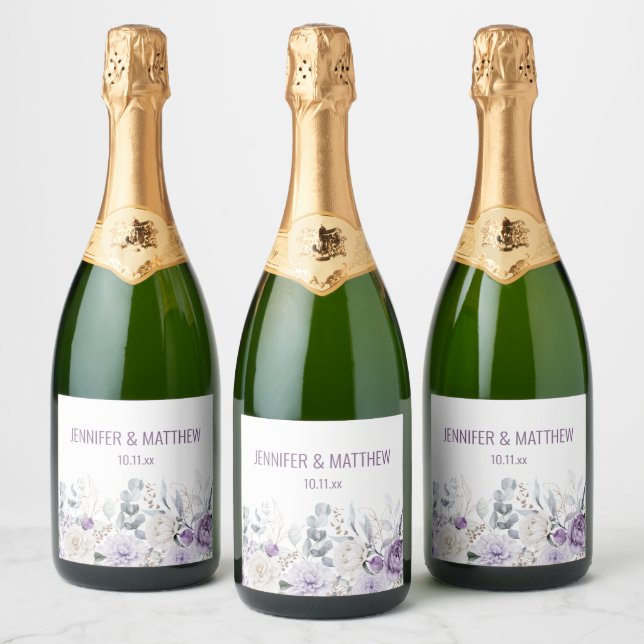 Peônias Lavanda e Rosas Brancas Lembrança de Casam (Garrafas)