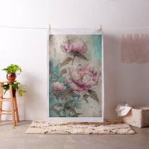 Peônias pintadas - Tecido