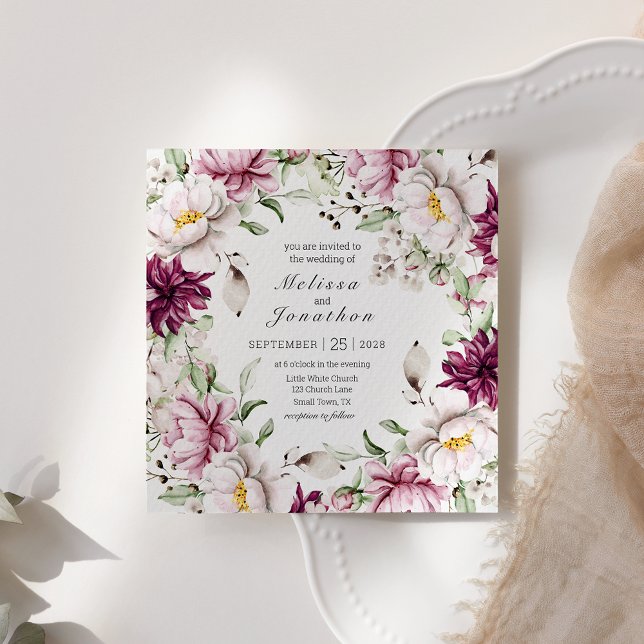 Peônias Rosa Borgonha Floral Casamento (Criador carregado)
