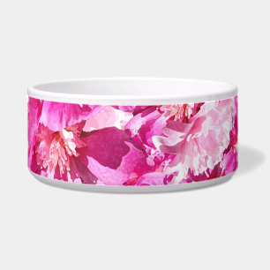 Peônias Rosa Vibrante Tigela de Estimação Floral Q