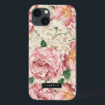 Pêonias Vintage e Padrão Hydrangeas<br><div class="desc">Minicaso Elegante iPad com ilustrações vintage de rosas e peônias cor-de-rosa pinceladas com hydrangeas de marfim. Este design está disponível em vários produtos. Clique abaixo para outros designs.</div>