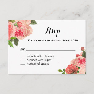 Peonie coral em cartões do quadro RSVP