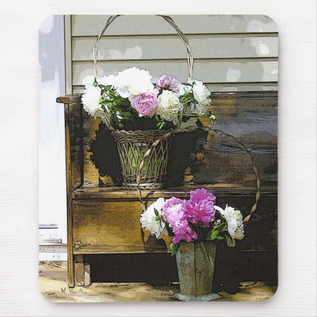 Peonies Flowers Foto Mousepads (Frente)