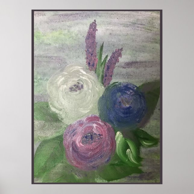 Peonies & Hollyhocks Print, Poster (Frente)