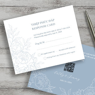 Peony Dusty Blue RSVP Bilíngue Vietnamita