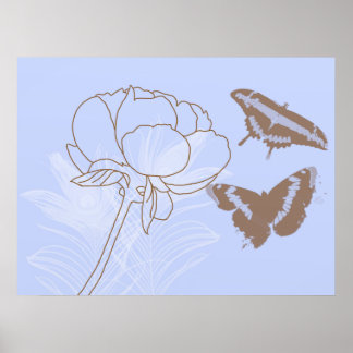 Peony e Borboletas Poster