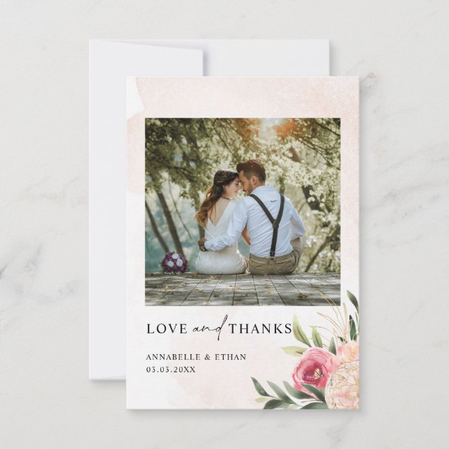 Peony e Cartões de agradecimentos de Casamento de  (Frente)