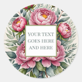 péony flor rosa folhas florais criadas autocolante