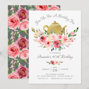 Peony Floral Aniversário Elegante Convite para Ch