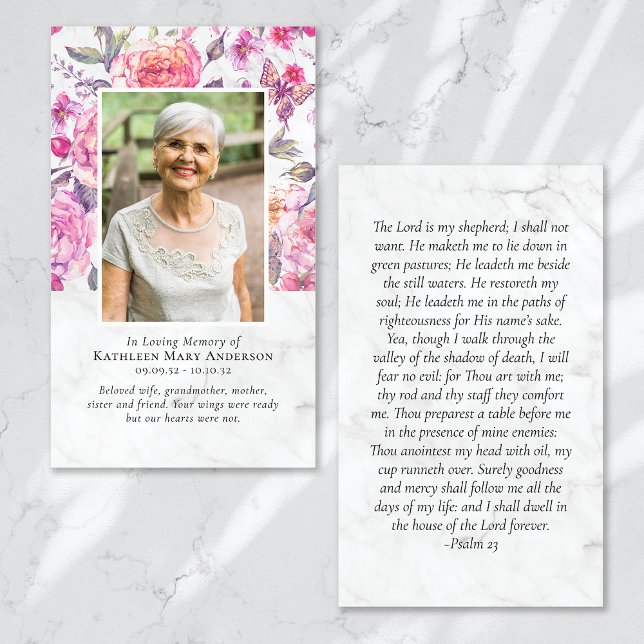 Peony Floral Memorial Prayer Card (Criador carregado)