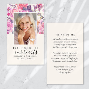 Peony Floral Memorial Prayer Card