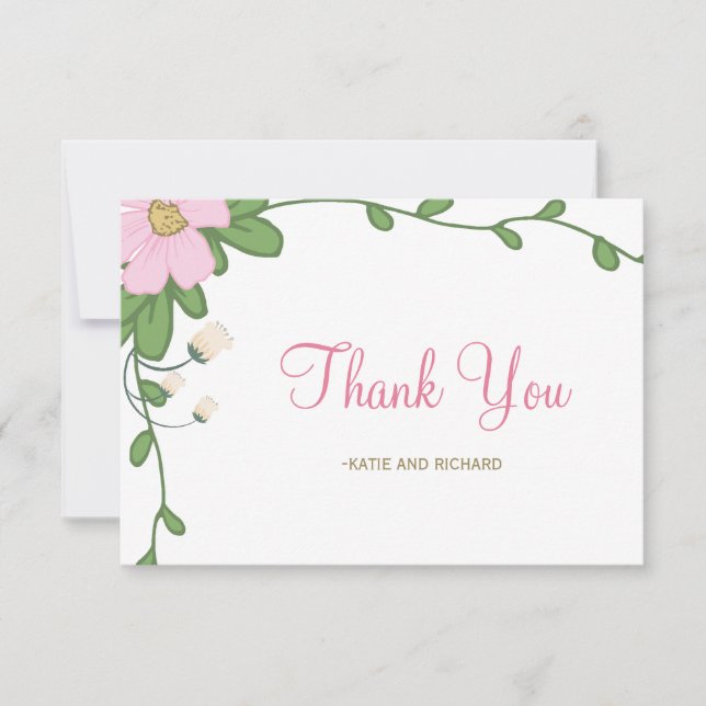 Peony Floral Wedding Cartões de agradecimentos (Frente)