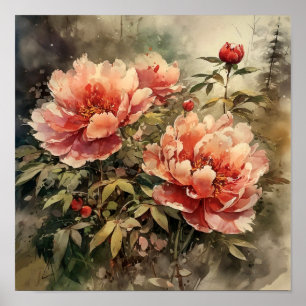 Peony Flowers Art Impressão