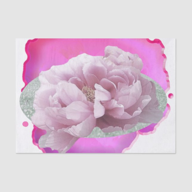 Peony Flowers de Papel Tecido Rosa (Frente )