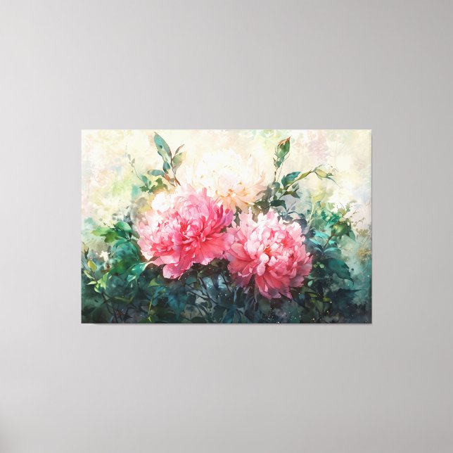 *~* Peony TV2 Vintage Art Stretage Canvas Print (Frente)