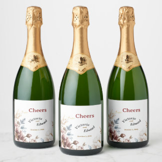 Peony vitoriana Luxe Rótulos de Garrafas de Vinho