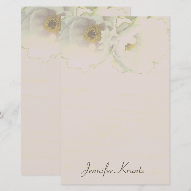 Peony Wedding Mauve Stationery (Frente/Verso)