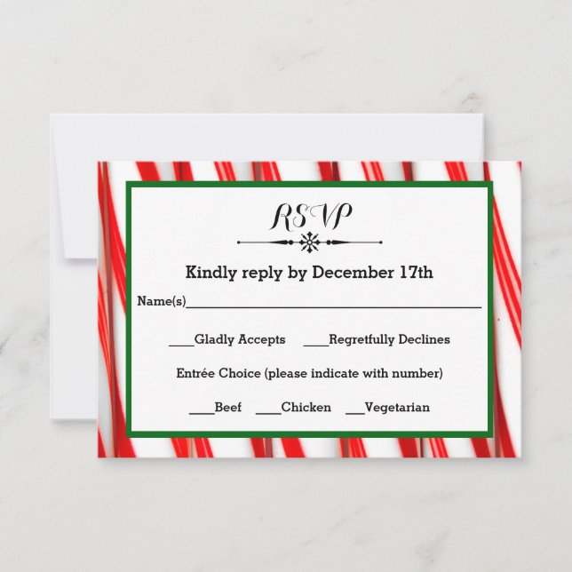 Peppermint Stripe Christmas - RSVP Response Card (Frente)