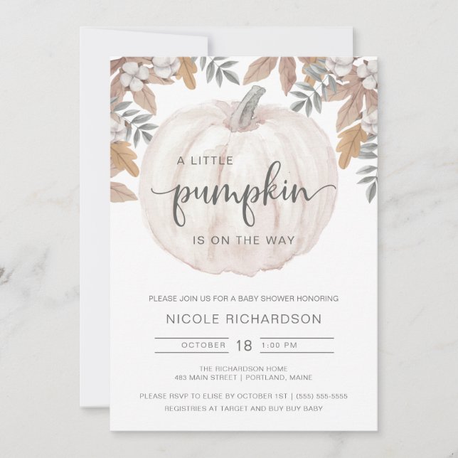 Pequena Abóbora No Caminho Do Convite Ao Chá de fr (Frente)