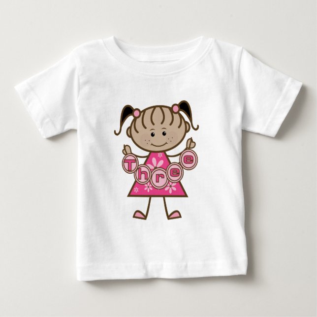 Pequena aniversário de 3 anos de Camisetas e prese (Frente)
