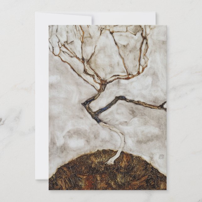 Pequena árvore no outono tardio de Egon Schiele (Frente)