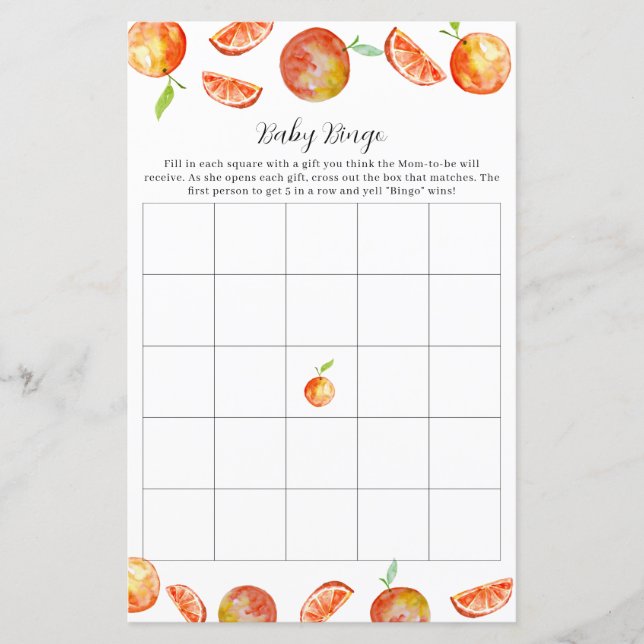 Pequena atividade do Chá de fraldas Bingo Game (Frente)