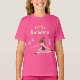 Pequena Ballerina Balé Rosa Meninas Nome T-Shirt