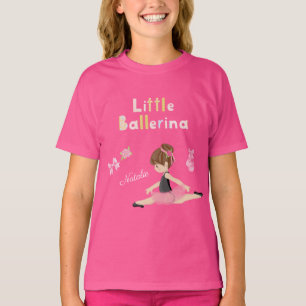 Pequena Ballerina Balé Rosa Meninas Nome T-Shirt