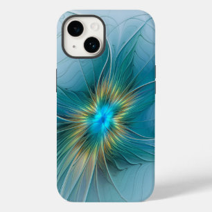 Pequena Bela Moderna Flor de Arte Fractal Azul Dou