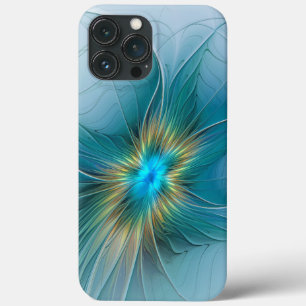 Pequena Bela Moderna Flor de Arte Fractal Azul Dou