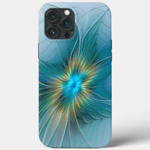 Pequena Bela Moderna Flor de Arte Fractal Azul Dou