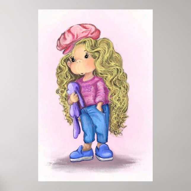 Pequena Blona, Poster de Amor com Brinquedo Coelhi (Frente)