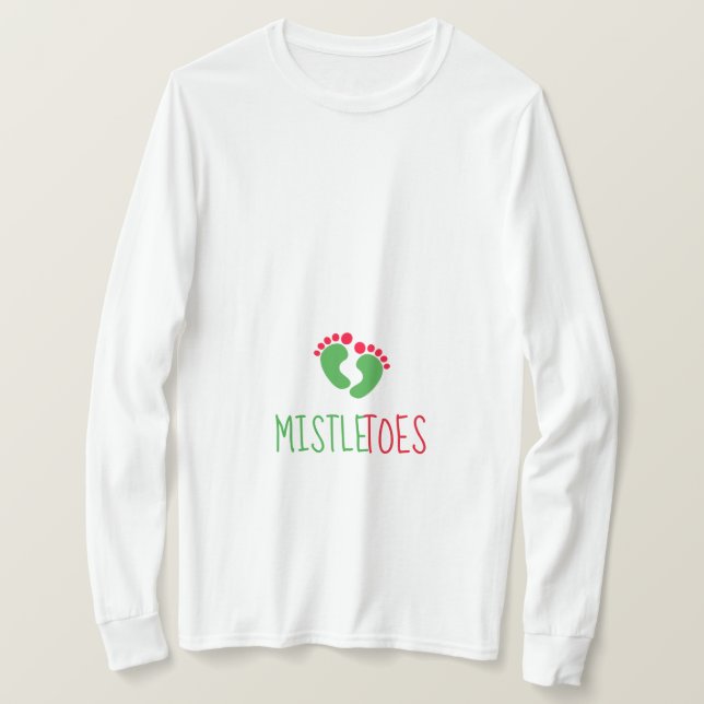 Pequena Camiseta MistleToes Maternity Long Sleeve  (Frente do Design)