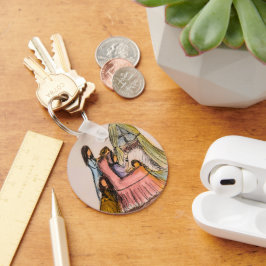 Pequena cena de cartas femininas no chaveiro de in