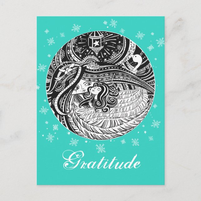 Pequena Correspondente | Cartão postal Aqua (Frente)