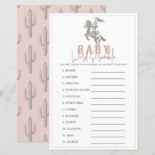 Pequena Cowgirl Bebê Rosa Ocidental Jogo de Palavr