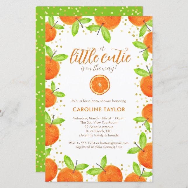 Pequena Cutie no Caminho Chá de fraldas de Clement (Frente/Verso)