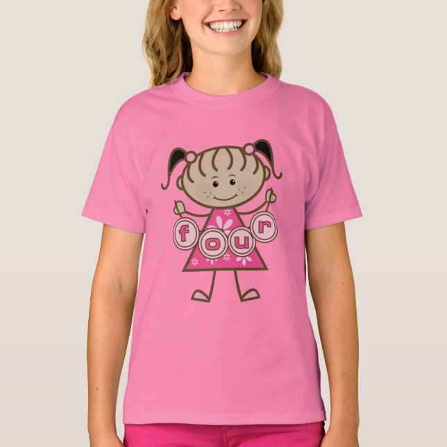 Pequena Garota 4º Aniversário Camisetas e presente (Frente)