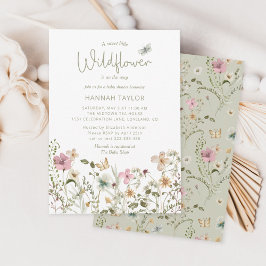 Pequena Garota de Flor Selvagem Convite para Chá d