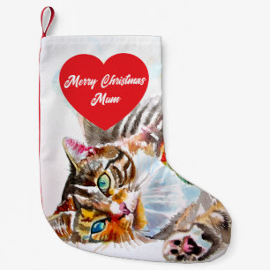 Pequena Gatinho Malhado Fofo Meia de Natal dos Gatos Alegr