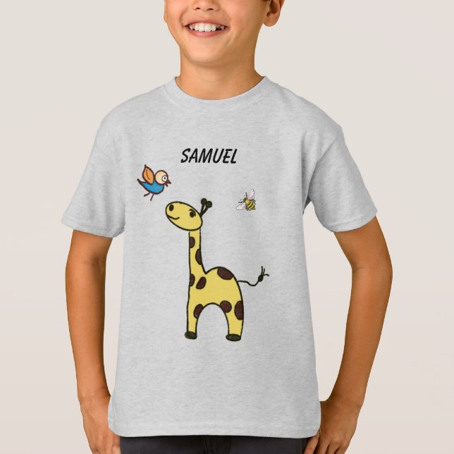 pequena girafa bonitinha com balões T-Shirt (Frente)