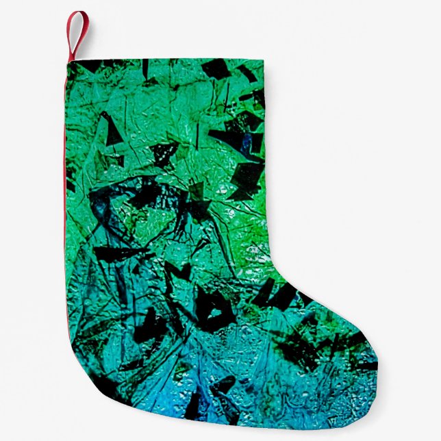Pequena Meia de Natal abstrata verde, Doce eco verde  (Frente)