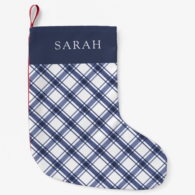 Pequena Meia de Natal Azul e Branco (Frente)