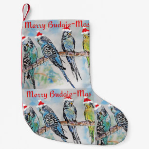 Pequena Meia de Natal Budgie Budgies Merry Budgiemas