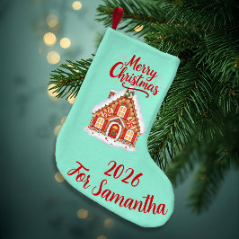 Pequena Meia de Natal Casa de Pão de Mel Personalizada 202
