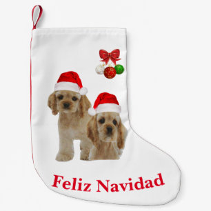 Pequena Meia de Natal Cocker spaniel Feliz Navidad